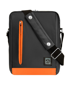 Adler Laptop Shoulder Bag 10.2" (Metallic Grey/Orange Trim)