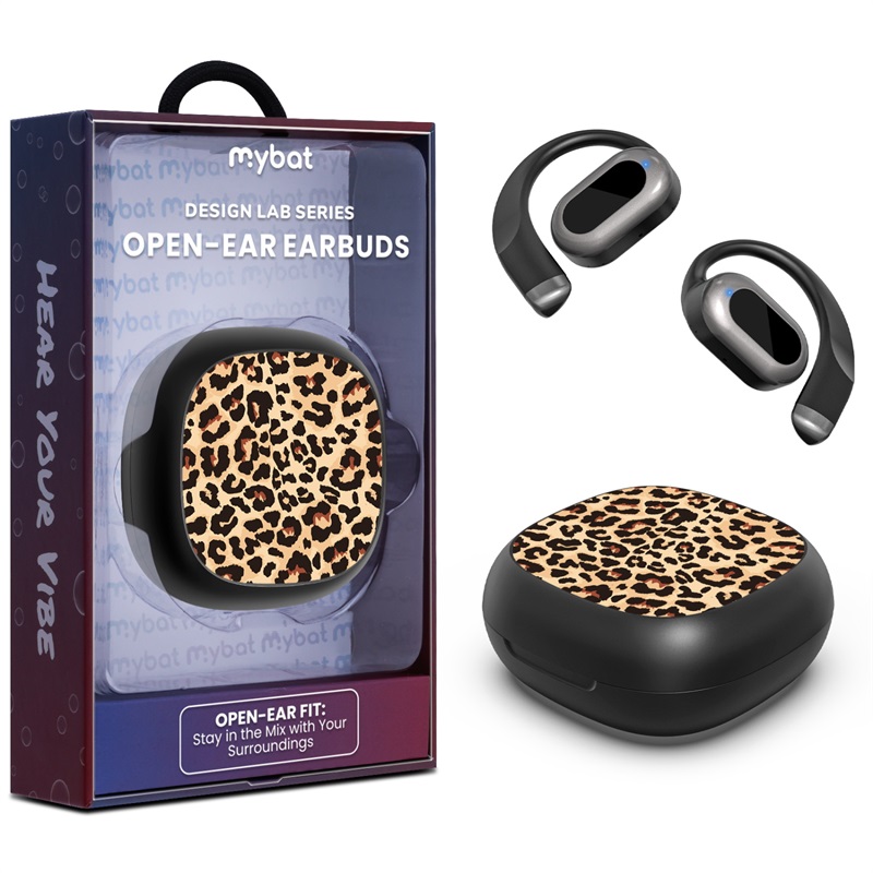 MyBat Design Lab Open-Ear Earbuds - Black Leopard Print