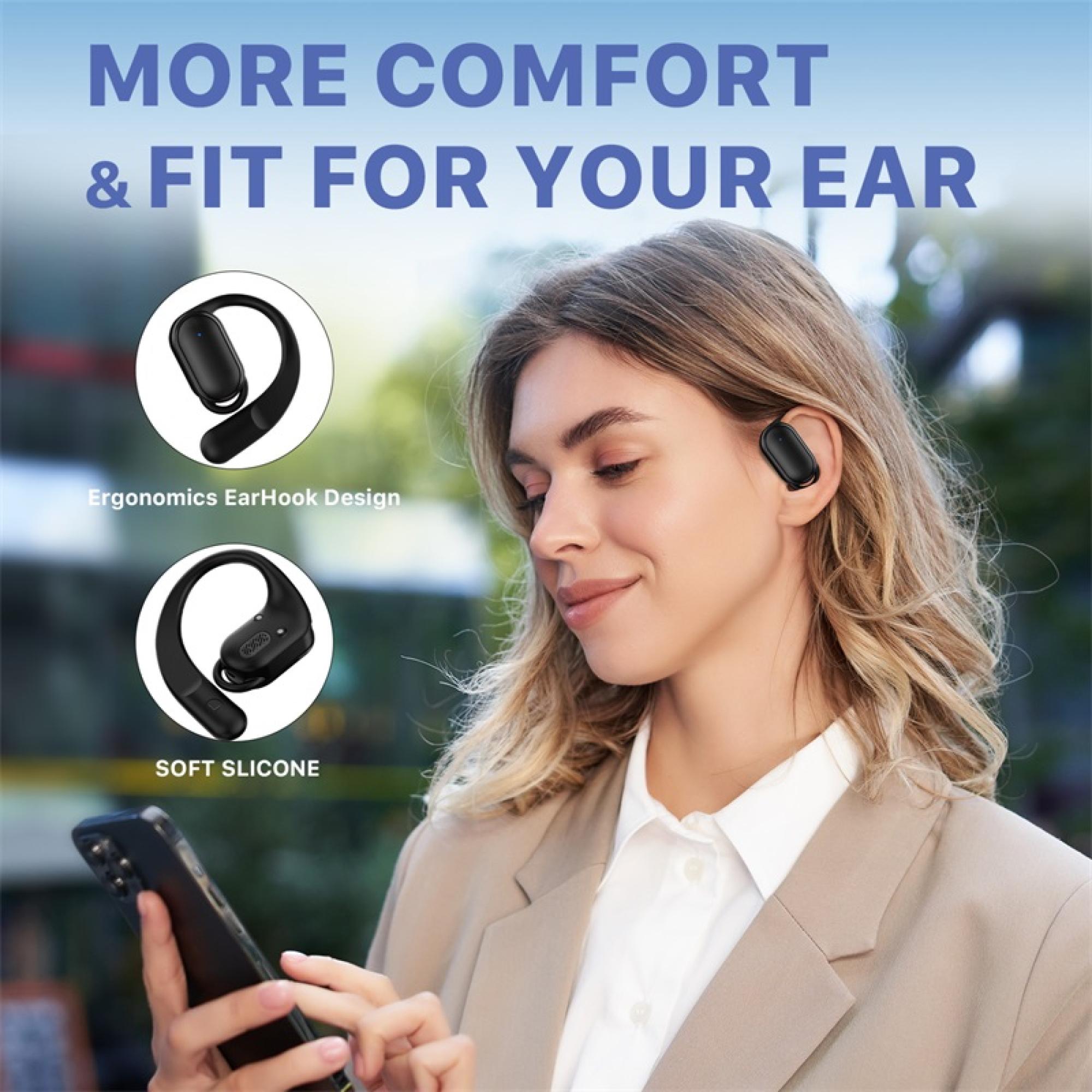 echelon RoundSound Open-Ear True Wireless Earbuds - Black