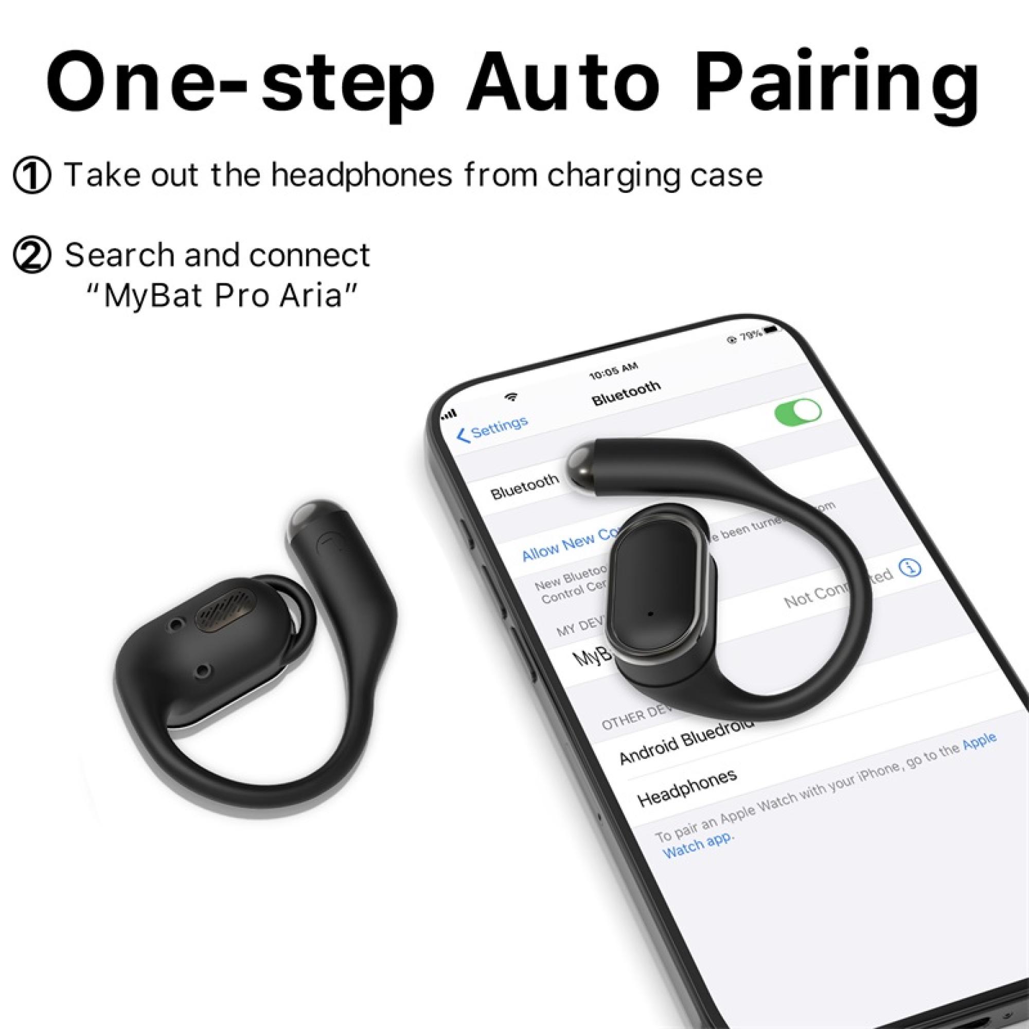 MyBat Pro Aria Open-Ear True Wireless Headphones - Black