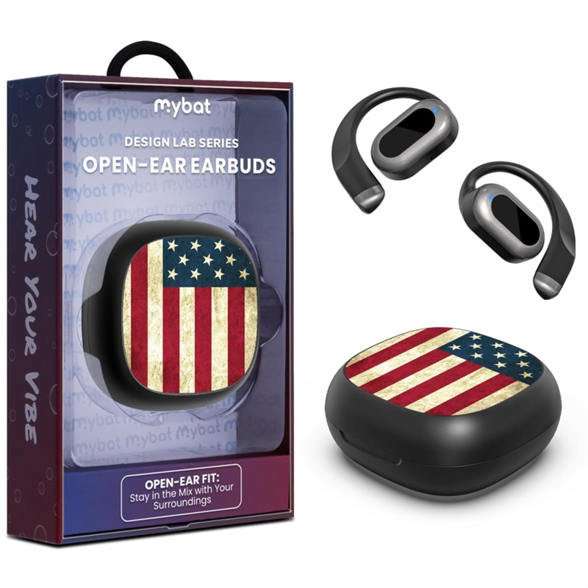 MyBat Design Lab Open-Ear Earbuds - Black - American Flag