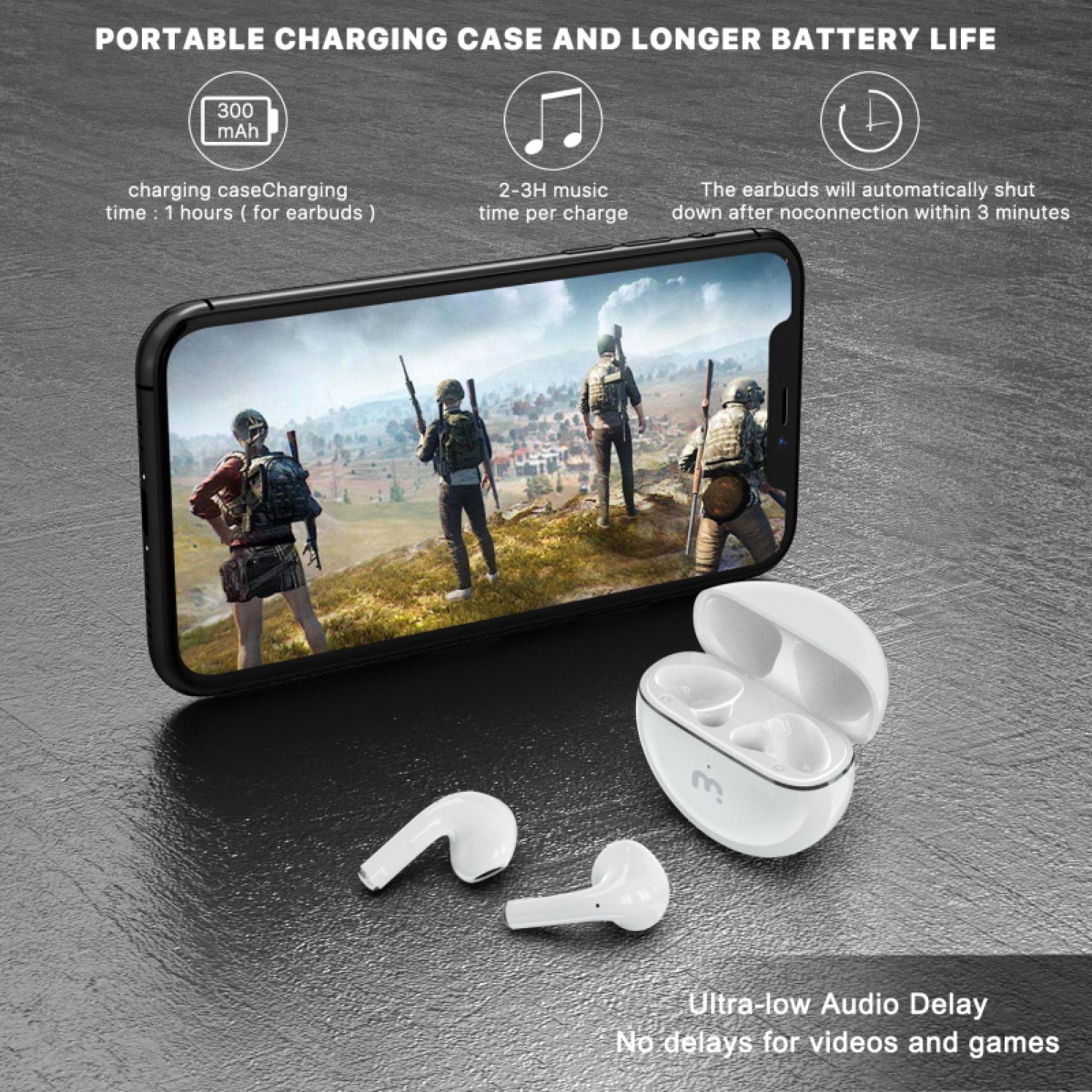 MyBat Pro Orbit True Wireless Earbuds with Charging Case - White