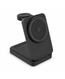 Foldable 3-in-1 Magnetic Wireless Charging Station for Phone, Smartwatch and Earbuds, Black