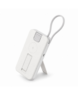 10000mAh Magnetic Wireless Power Bank with Built-In Stand, USB-C Cable and Apple Watch Charger, White