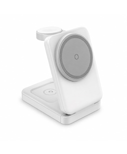 Foldable 3-in-1 Magnetic Wireless Charging Station for Phone, Smartwatch and Earbuds, White