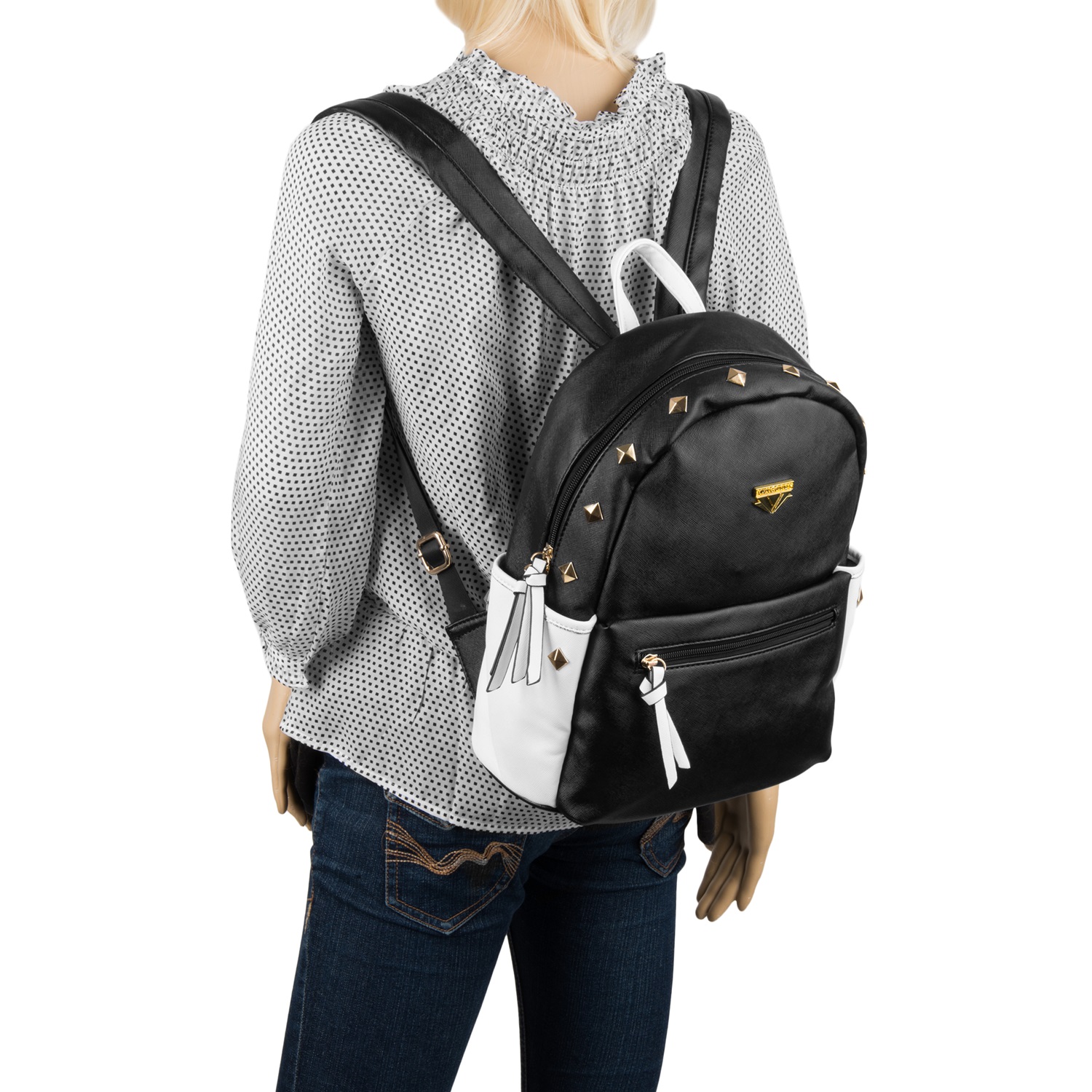 Mini Rivets PU Leather Backpack (Black)