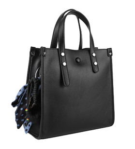 (Black) Vangas Genuine Leather Satchel Tote Bag