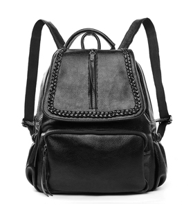 (Black) Chloe Genuine Leather Backpack and Cross b