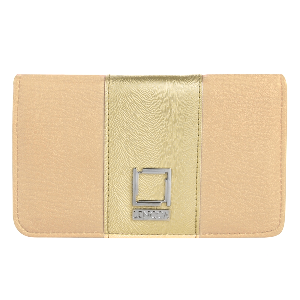 Lencca Kyma Cell Phone Wallet Case (Beige/Gold)