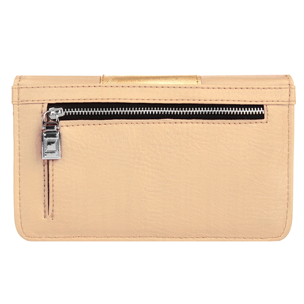 Lencca Kyma Cell Phone Wallet Case (Beige/Gold)