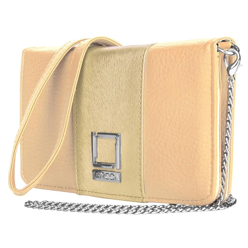 Lencca Kyma Cell Phone Wallet Case (Beige/Gold)
