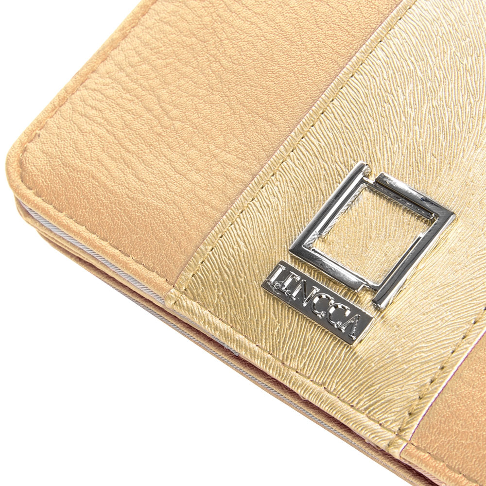 Lencca Kyma Cell Phone Wallet Case (Beige/Gold)