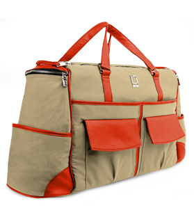(Raw Beige/Orange) Lencca Alpaque Duffle Bag
