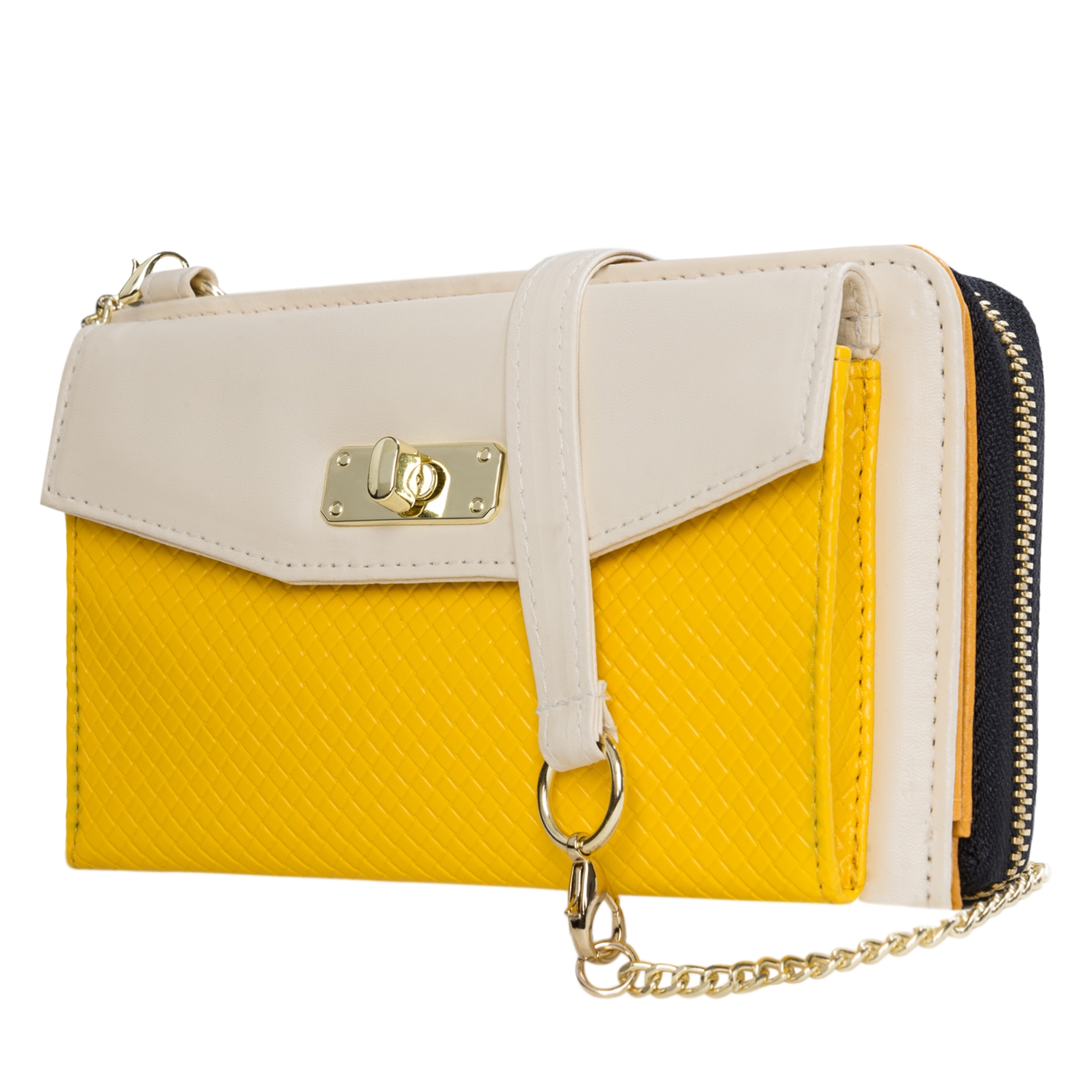 Venice II Clutch (Cream/Yellow)