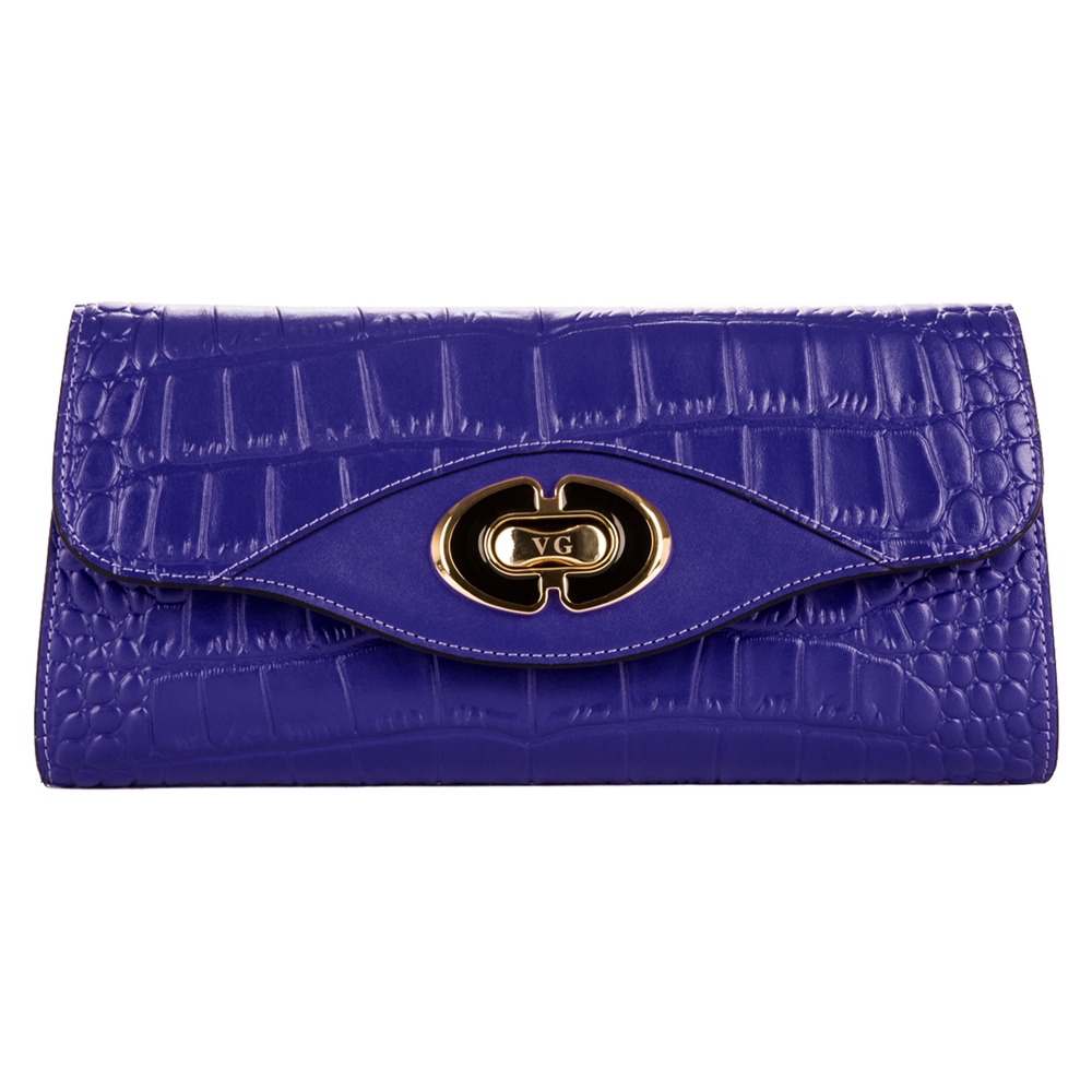 Cassie Leather Clutch (Blue)