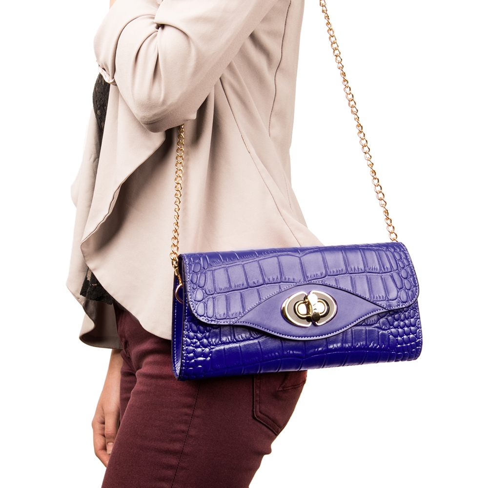 Cassie Leather Clutch (Blue)