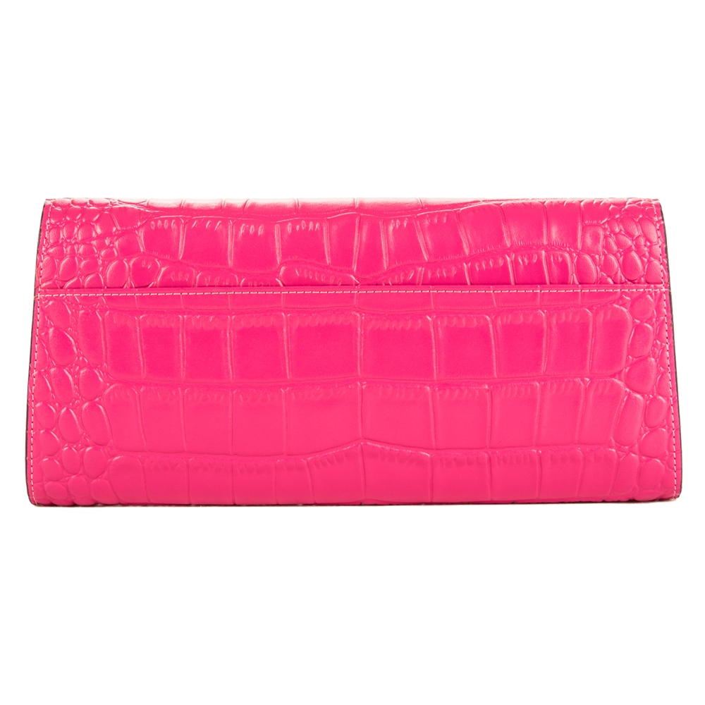Cassie Leather Clutch (Magenta)