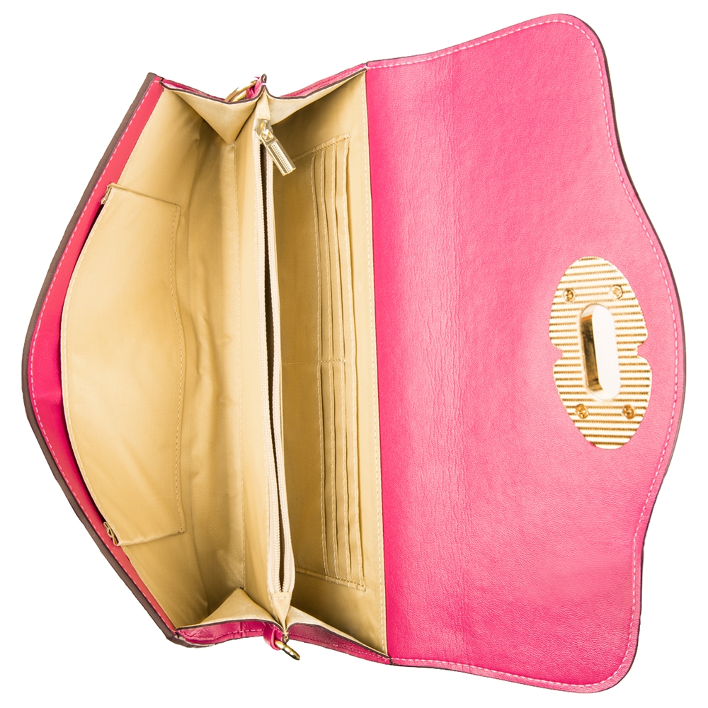 Cassie Leather Clutch (Magenta)