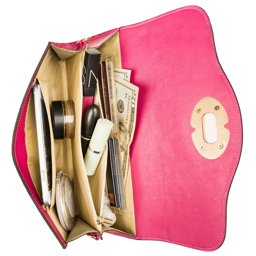 Cassie Leather Clutch (Magenta)