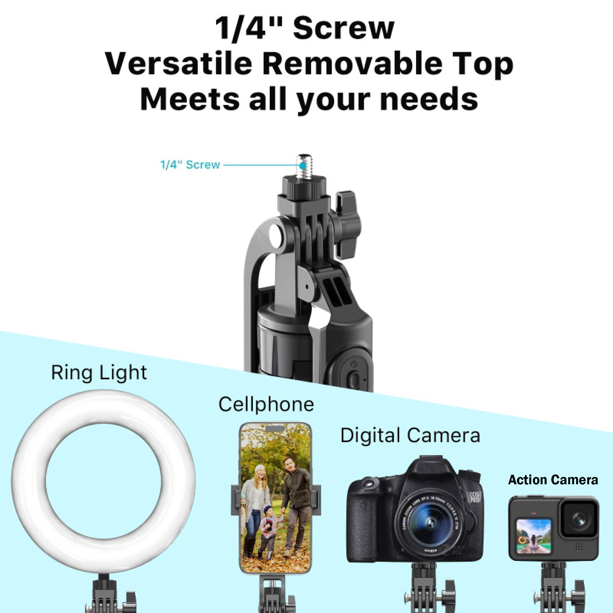 2-in-1 Tripod Selfie Tripod with Dual Ring Lights Extendable Wireless Remote Balance Handle Adjustable Phone Mount