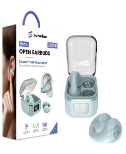 echelon Echo Open Ear Bluetooth Earbuds Lightweight Secure Fit HD Sound and 24 Hour Playtime (Blue)