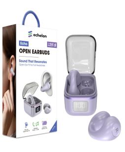 echelon Echo Open Ear Bluetooth Earbuds Lightweight Secure Fit HD Sound and 24-Hour Playtime (Purple)