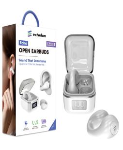 echelon Echo Open Ear Bluetooth Earbuds Lightweight Secure Fit HD Sound and 24 Hour Playtime (White)