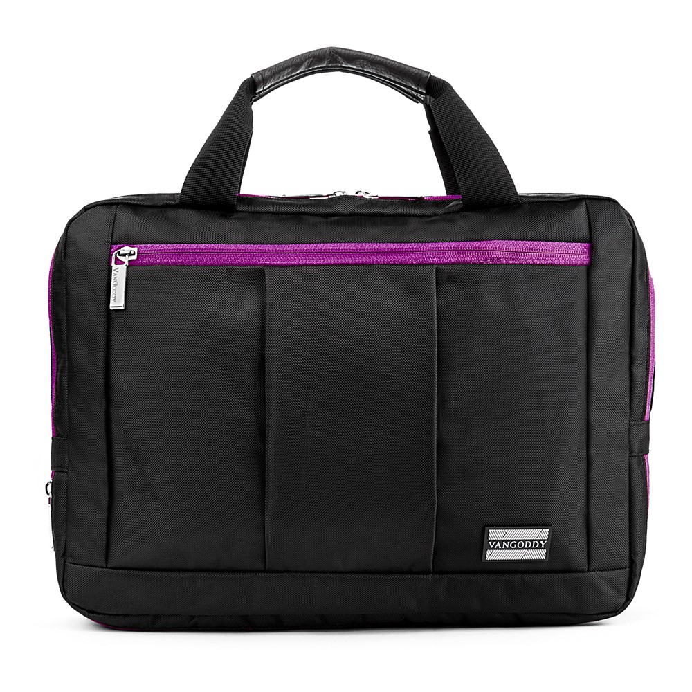 VanGoddy El Prado Cases - El Prado (Large) Laptop Messenger - Black/Purple