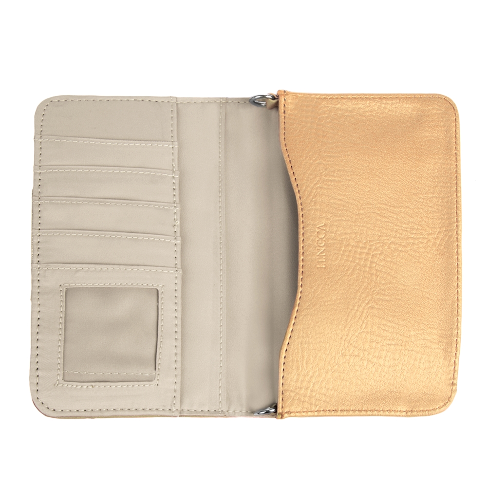 Lencca Kyma Cell Phone Wallet Case (Beige/Gold)