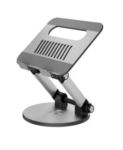 Adjustable Ergonomic Laptop Stand with One Button Angle Control Supports Up to 17 Laptops Tablets Heavy Duty Aluminum Foldable AND Portable Holds Up to 44 lbs